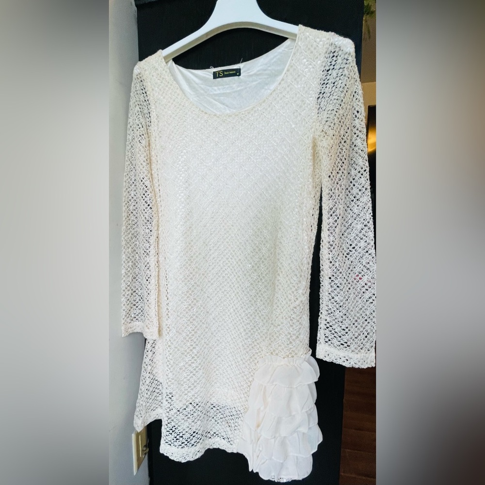 Elegant Cream Sparkle Lace Dress by TS